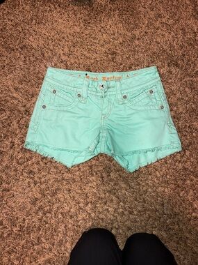 Rock Revival Ming Green Women’s Denim Frayed Hem Shorts